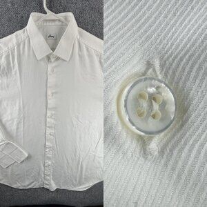 Brioni 17.5 Italy Made Twill White Button Up Shirt Long Sleeve Woven Cotton Men